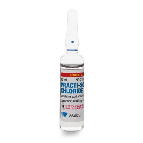 Practi-Sodium Chloride 0.9% (10 mL Clear Amp). Distilled Water (for training)