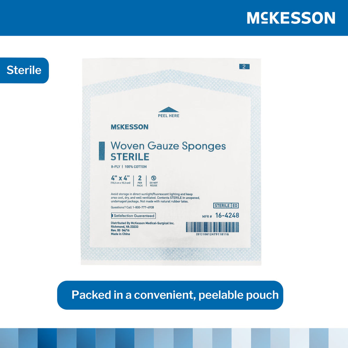 McKesson Gauze Sponge 4 X 4 Inch 8-Ply Sterile 2 per Pack