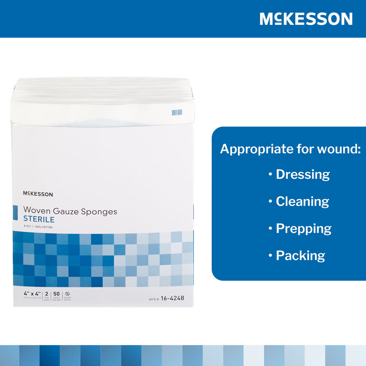 McKesson Gauze Sponge 4 X 4 Inch 8-Ply Sterile 2 per Pack
