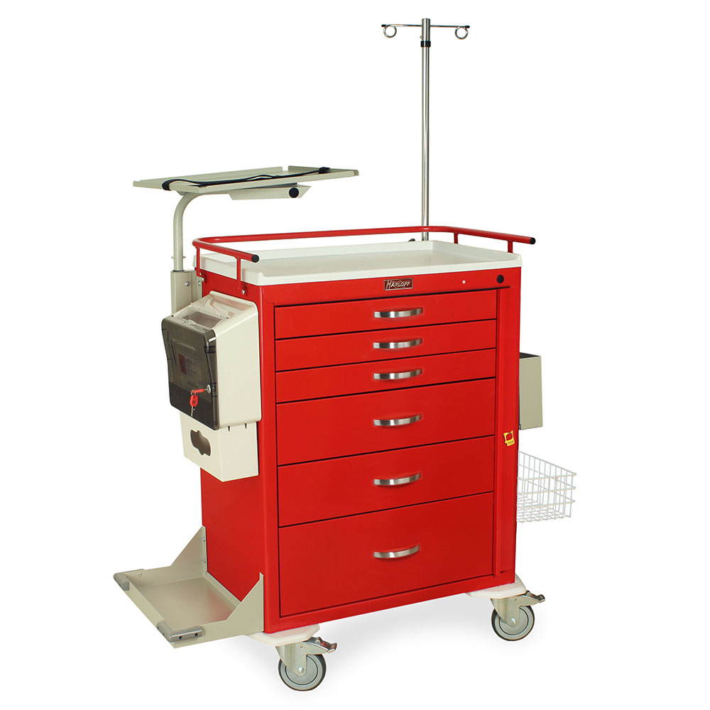 Harloff M-Series Tall Emergency Crash Cart With Emergency Package