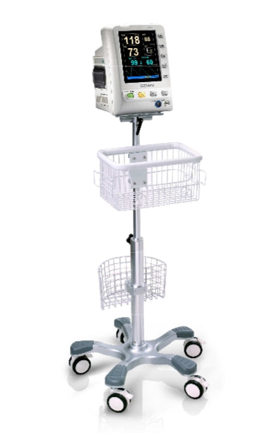 Center Pole Trolley (Roll stand) with Basket and Locking Casters