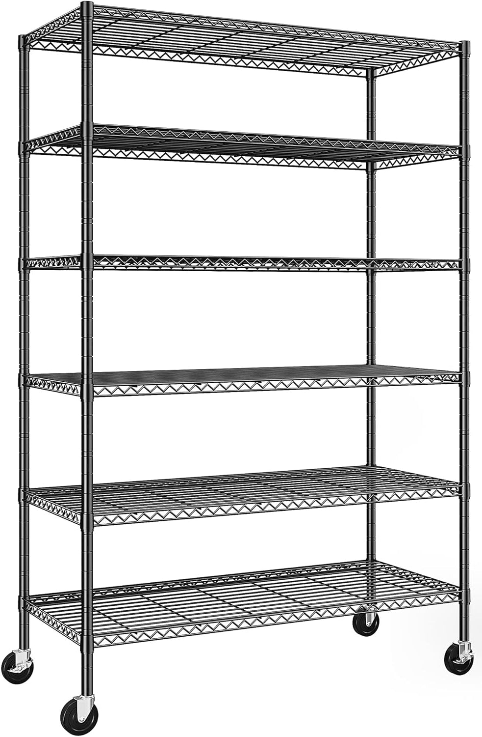 6 Tier Wire Storage Rack with Wheels - 82" H x 45" W x 18" D