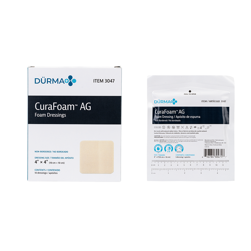 CuraFoam™ AG Foam Dressing - 4"x4"