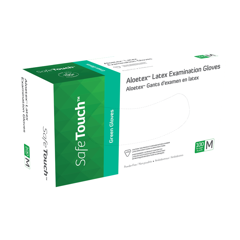Aloetex Latex Exam Gloves with Aloe, Powder-Free