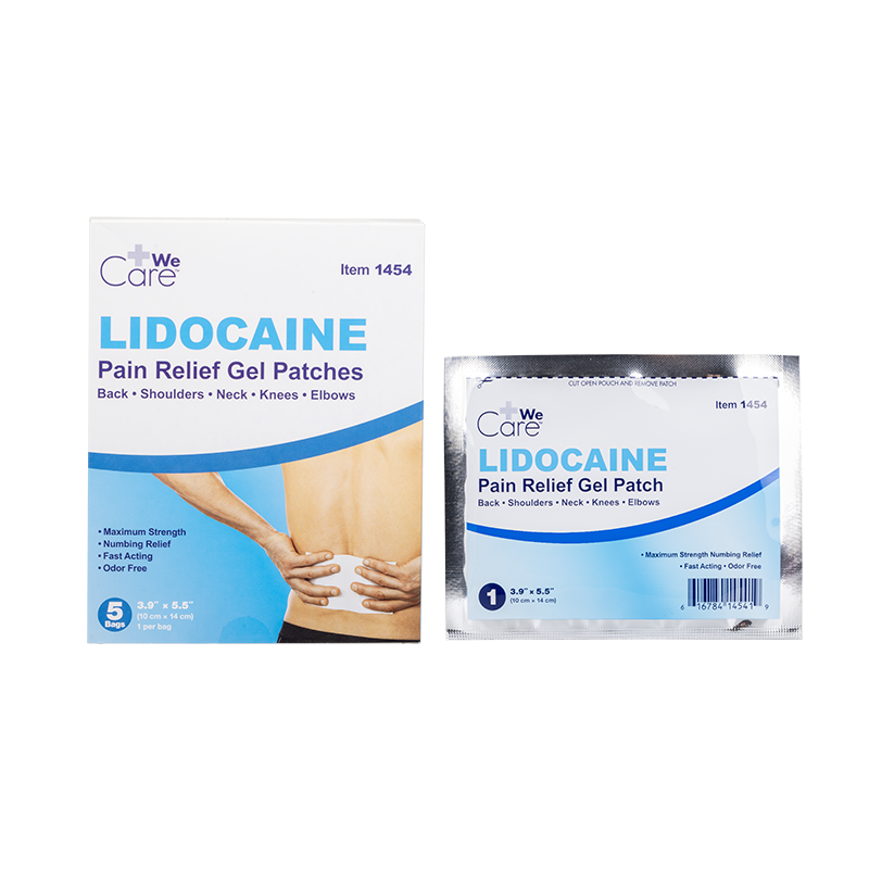 Lidocaine Pain Relief Gel Patches - Back/Shoulders/Neck/Knees/Elbows - 3.9 x 5.5in