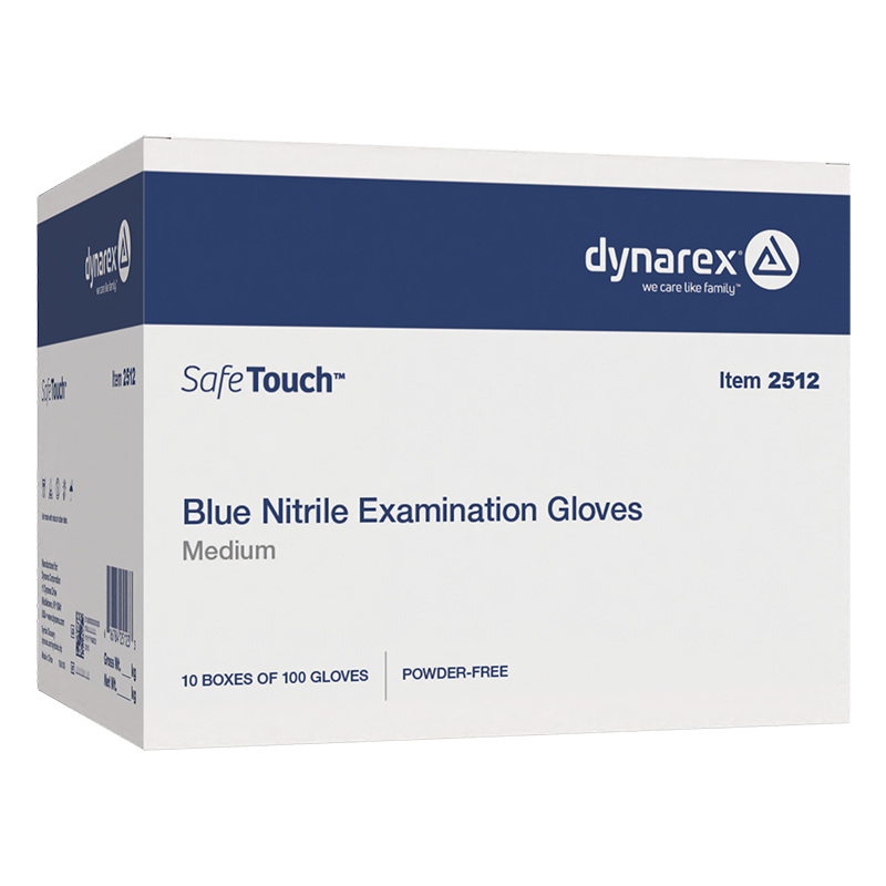 Safe-Touch Blue Nitrile Exam Gloves, Powder-Free