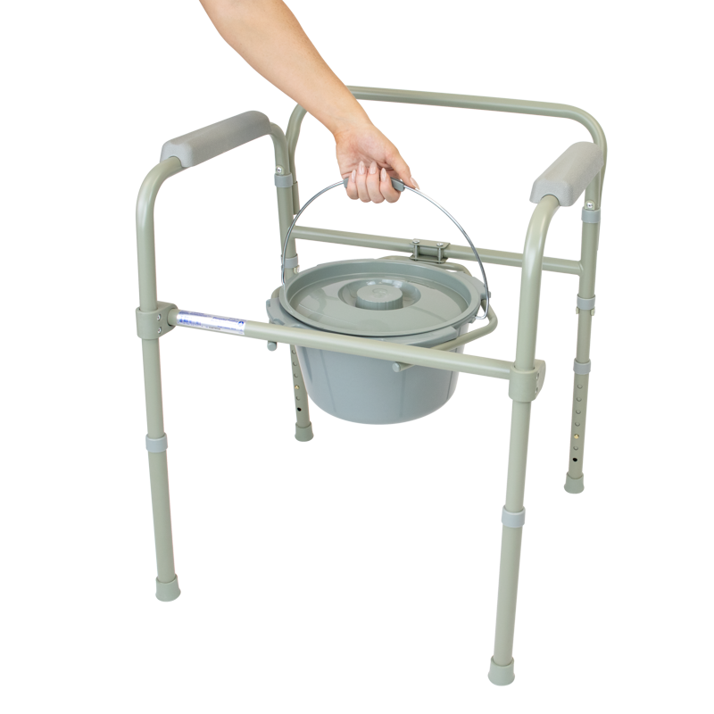 Elongated Folding Bedside Commode