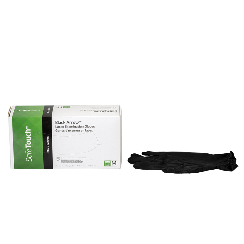 Black Arrow Latex Exam Gloves, Powder-Free