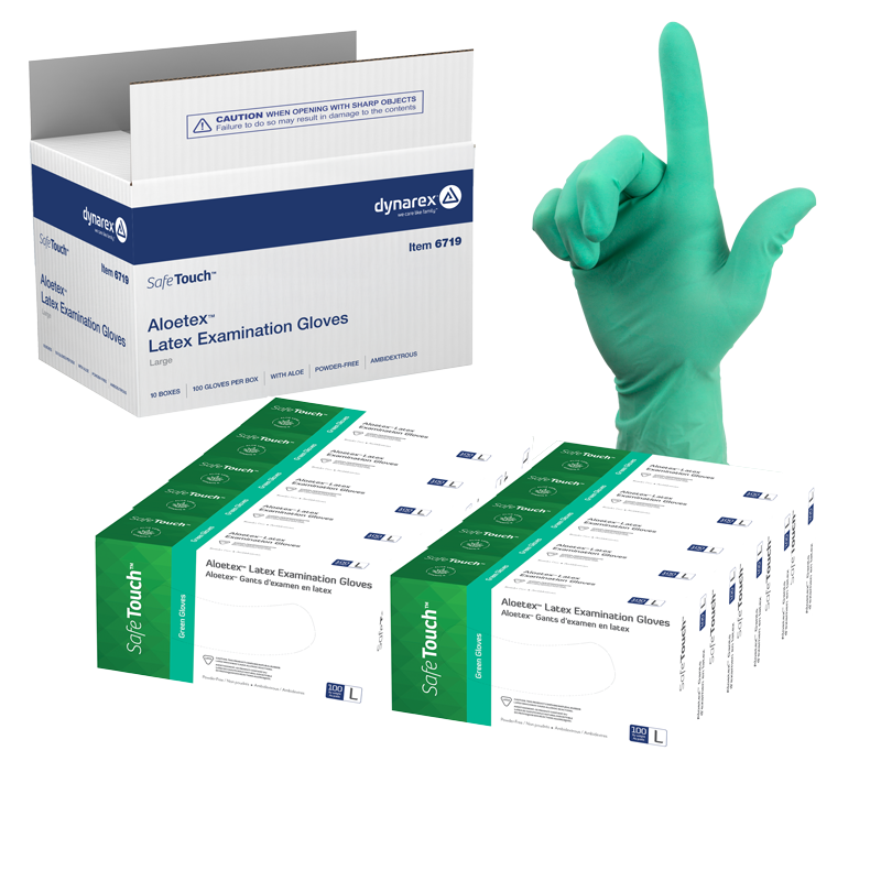 Aloetex Latex Exam Gloves with Aloe, Powder-Free