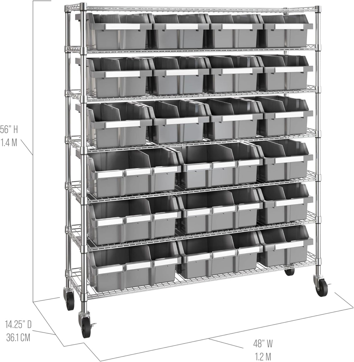 Heavy Duty Wire Storage Rack with Supply Bins