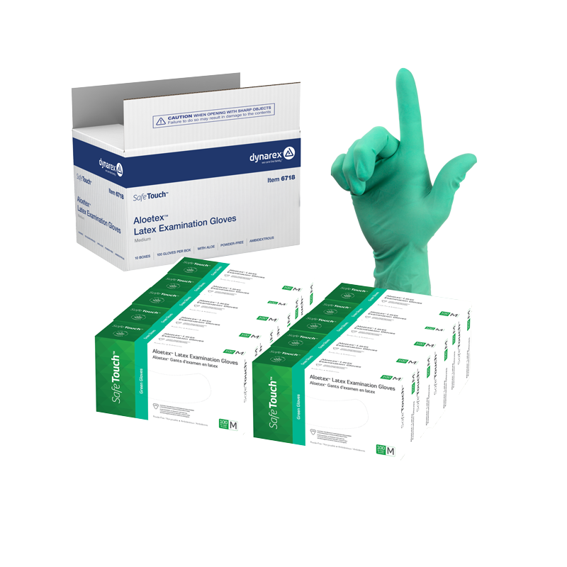 Aloetex Latex Exam Gloves with Aloe, Powder-Free