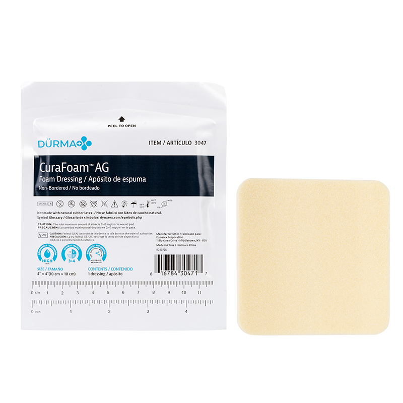 CuraFoam™ AG Foam Dressing - 4"x4"