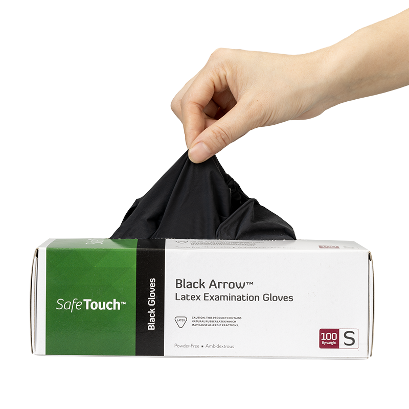 Black Arrow Latex Exam Gloves, Powder-Free