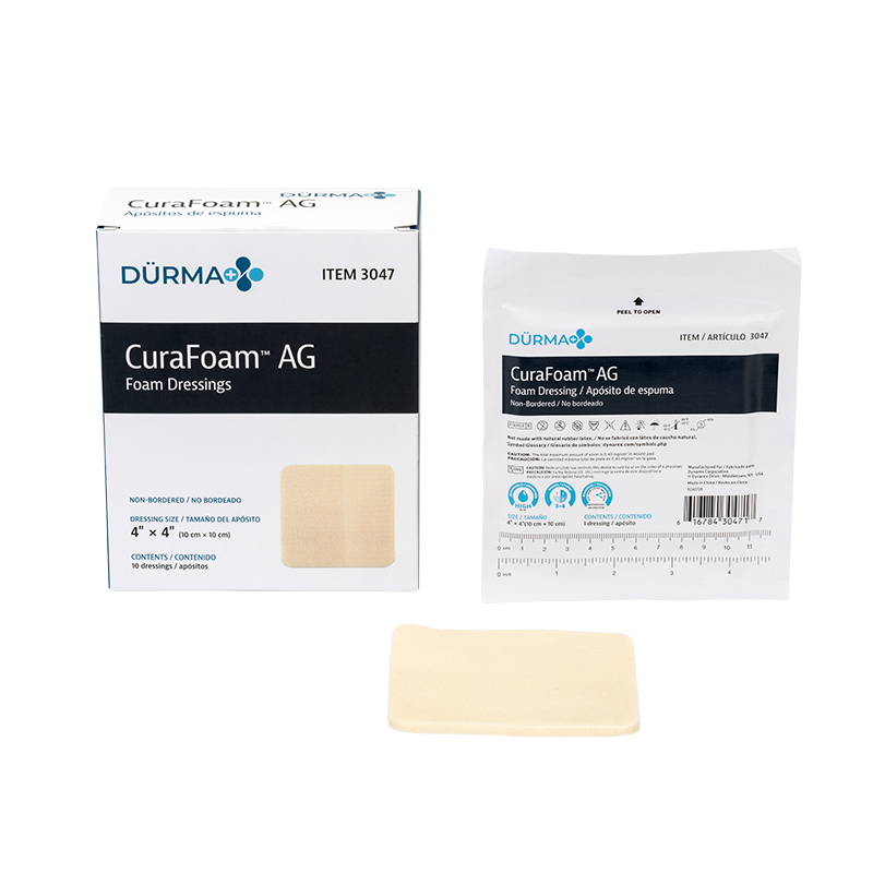CuraFoam™ AG Foam Dressing - 4"x4"
