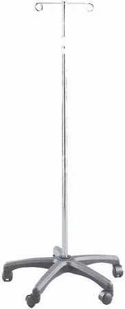 Deluxe Chrome-Plated IV Pole 2 Hook 5 Leg