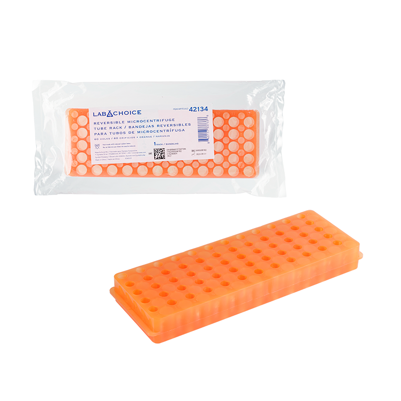 Reversible Microcentrifuge Tube Rack, 60 Holes, Orange