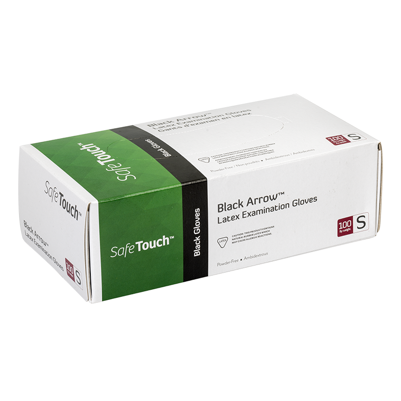 Black Arrow Latex Exam Gloves, Powder-Free