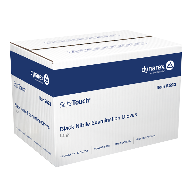 Safe-Touch Black Nitrile Exam Gloves, Powder-Free