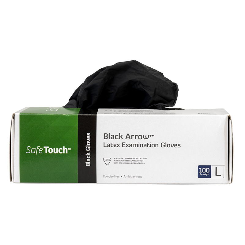 Black Arrow Latex Exam Gloves, Powder-Free