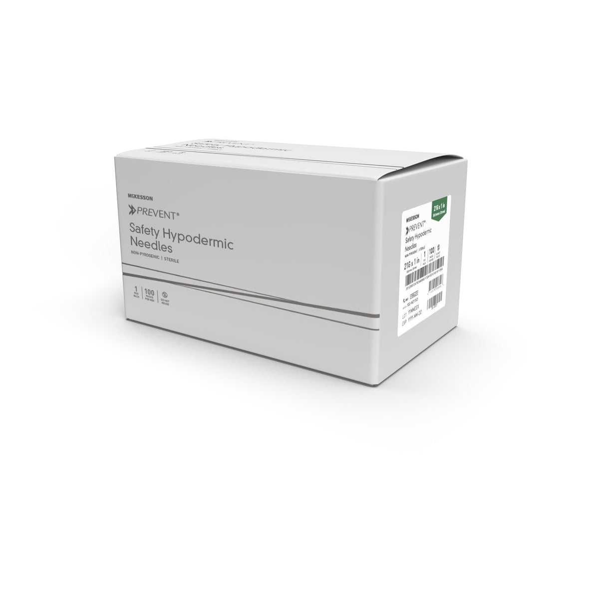 Safety Hypodermic Needle McKesson Prevent® 1-1/2 Inch Length 22 Gauge Ultra Thin Wall Hinged Safety Needle