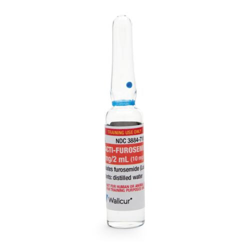 Practi-Furosemide (20 mg/2 mL Clear Amp). Distilled Water (for training)