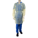 Isolation Gown Fluid Resistant w/ Ties, Yellow Large