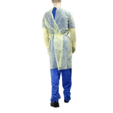 Isolation Gown Fluid Resistant w/ Ties, Yellow Large