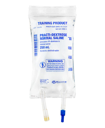 Practi-Dextrose Normal Saline™ 250 mL I.V. Solution Bag (for training)