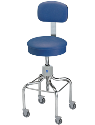 Anesthetist Stainless Steel Stool With Back And Casters