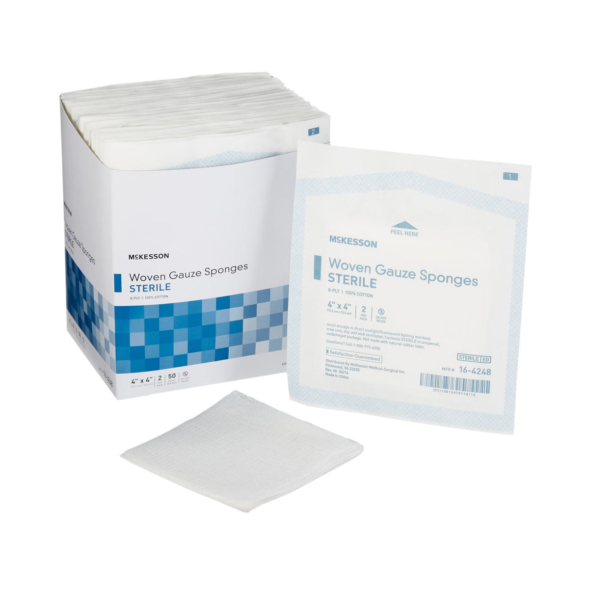 McKesson Gauze Sponge 4 X 4 Inch 8-Ply Sterile 2 per Pack