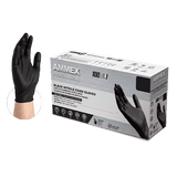 Nitrile Gloves, Disposable, Exam Grade, Black, Powder Free, Smooth, Polymer Coated, 100/bx, 10bx/cs