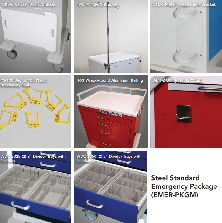 Steel Emergency Cart Accessory Package
