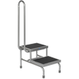 double step with handrail footstool