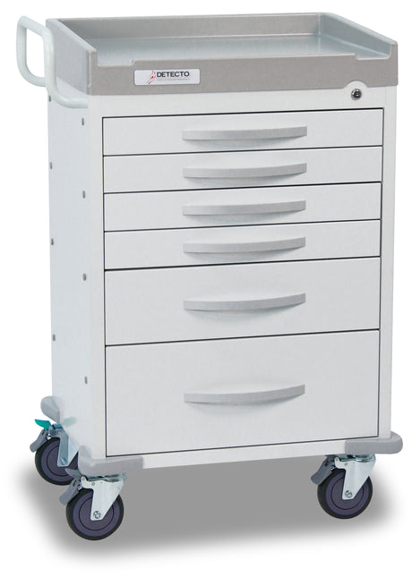 Rescue Series General Purpose Medical Cart, 6 White Drawers