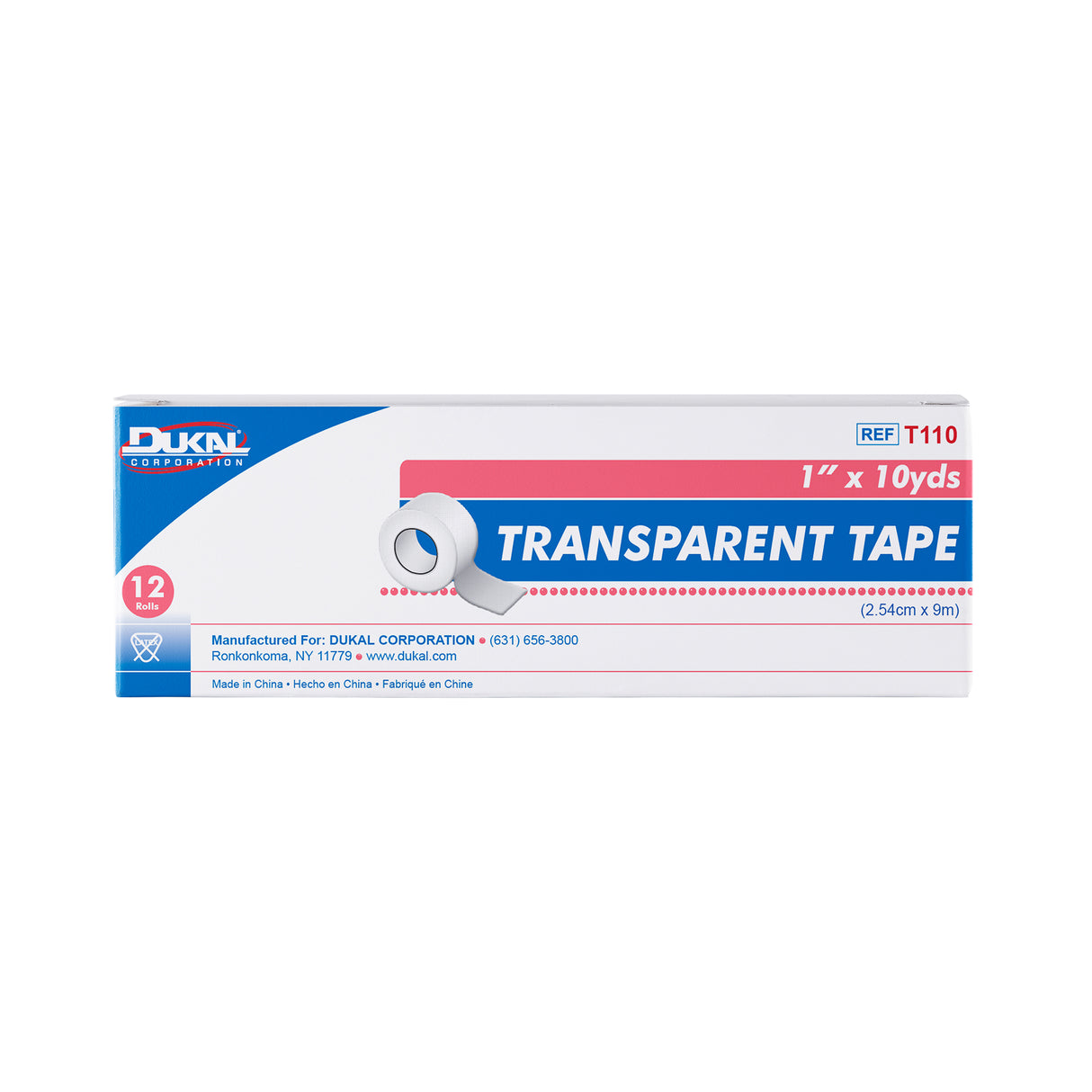 Clear Hypoallergenic Transparent Tape 1in x 10yd