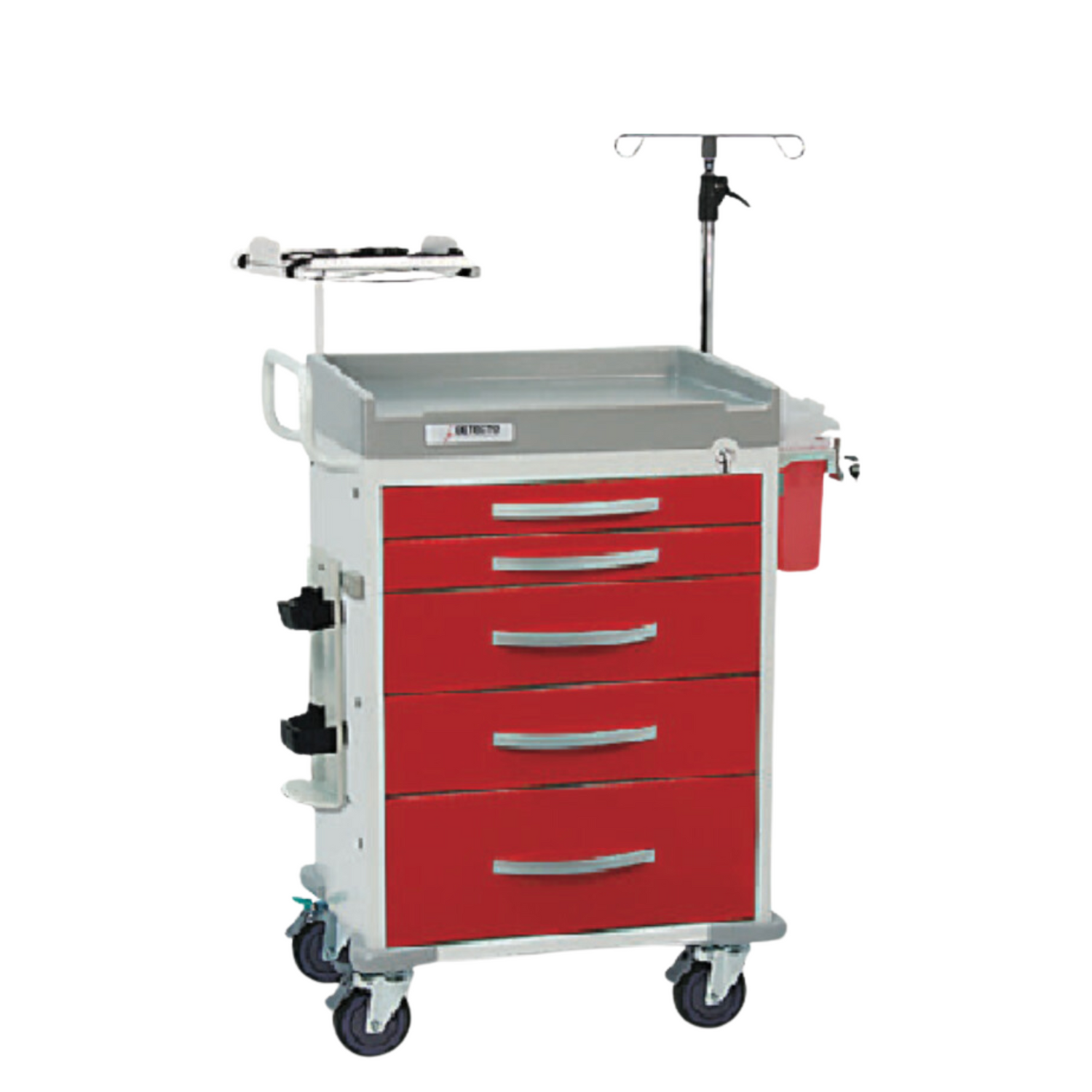 Loaded Rescue Series ER Medical Cart, 5 Red Drawers – Anchor Simulation