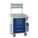 Loaded Rescue Series Anesthesiology Medical Cart, 6 Blue Drawers