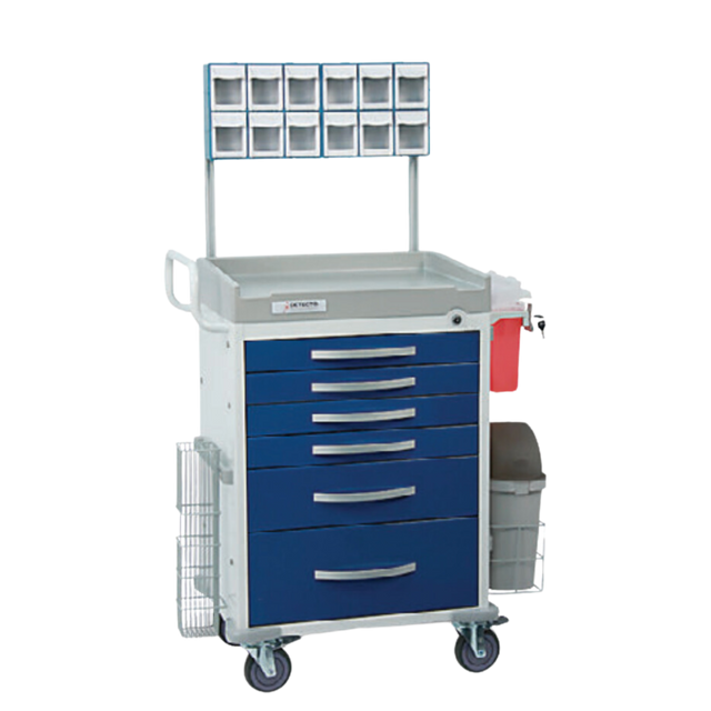 Loaded Rescue Series Anesthesiology Medical Cart, 6 Blue Drawers