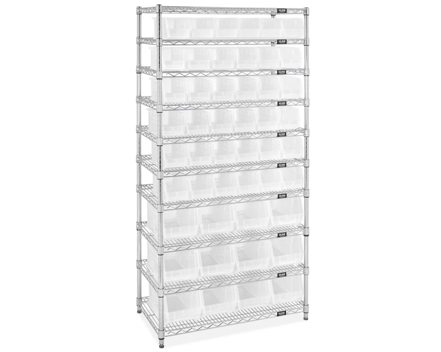 Wire Stackable Bin Organizer with Clear Bins