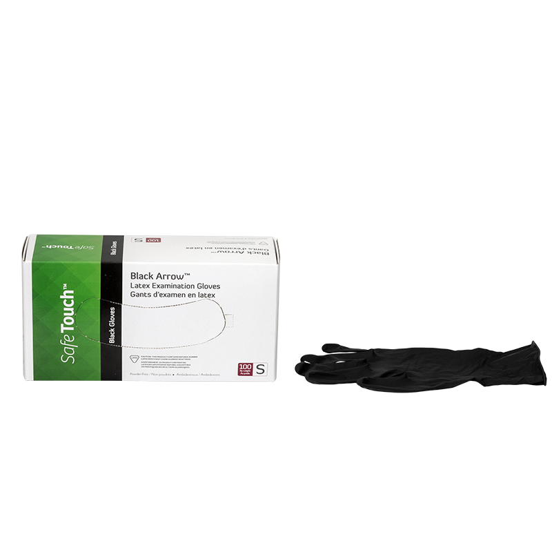 Black Arrow Latex Exam Gloves, Powder-Free
