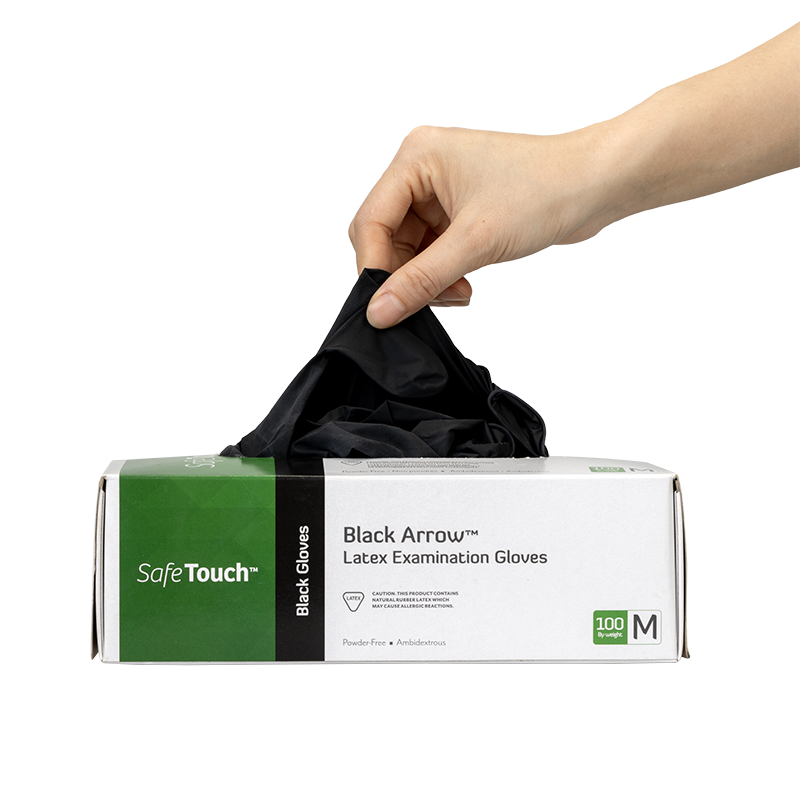 Black Arrow Latex Exam Gloves, Powder-Free