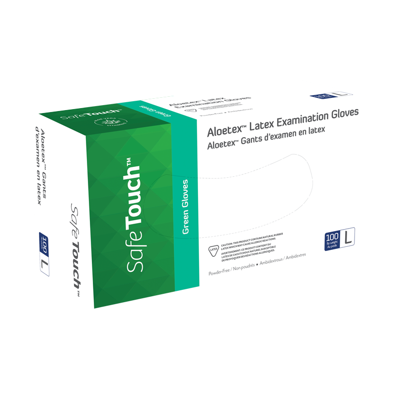 Aloetex Latex Exam Gloves with Aloe, Powder-Free
