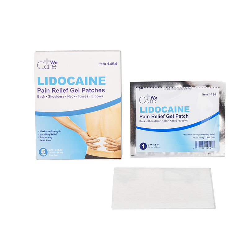 Lidocaine Pain Relief Gel Patches - Back/Shoulders/Neck/Knees/Elbows - 3.9 x 5.5in
