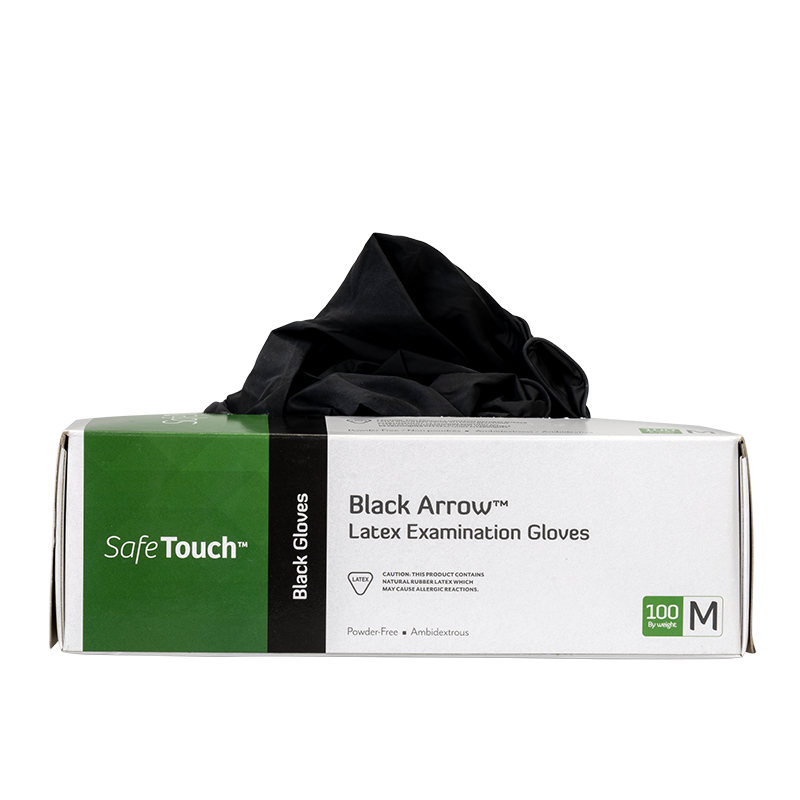 Black Arrow Latex Exam Gloves, Powder-Free