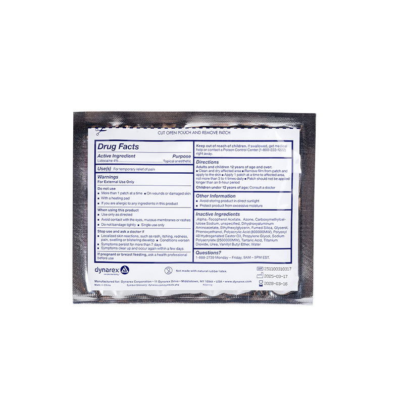 Lidocaine Pain Relief Gel Patches - Back/Shoulders/Neck/Knees/Elbows - 3.9 x 5.5in