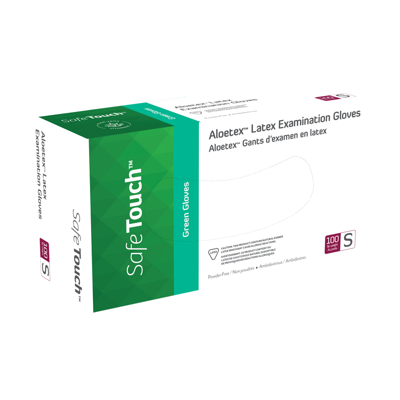 Aloetex Latex Exam Gloves with Aloe, Powder-Free