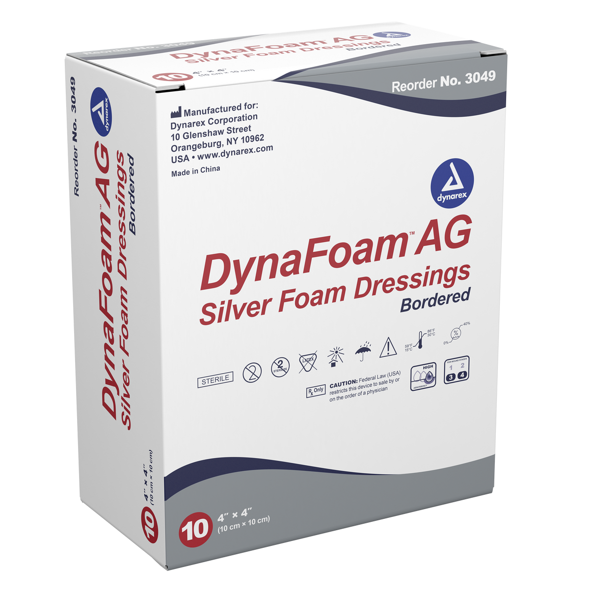 DynaFoam™ AG Bordered Foam Dressing - 4"x4"