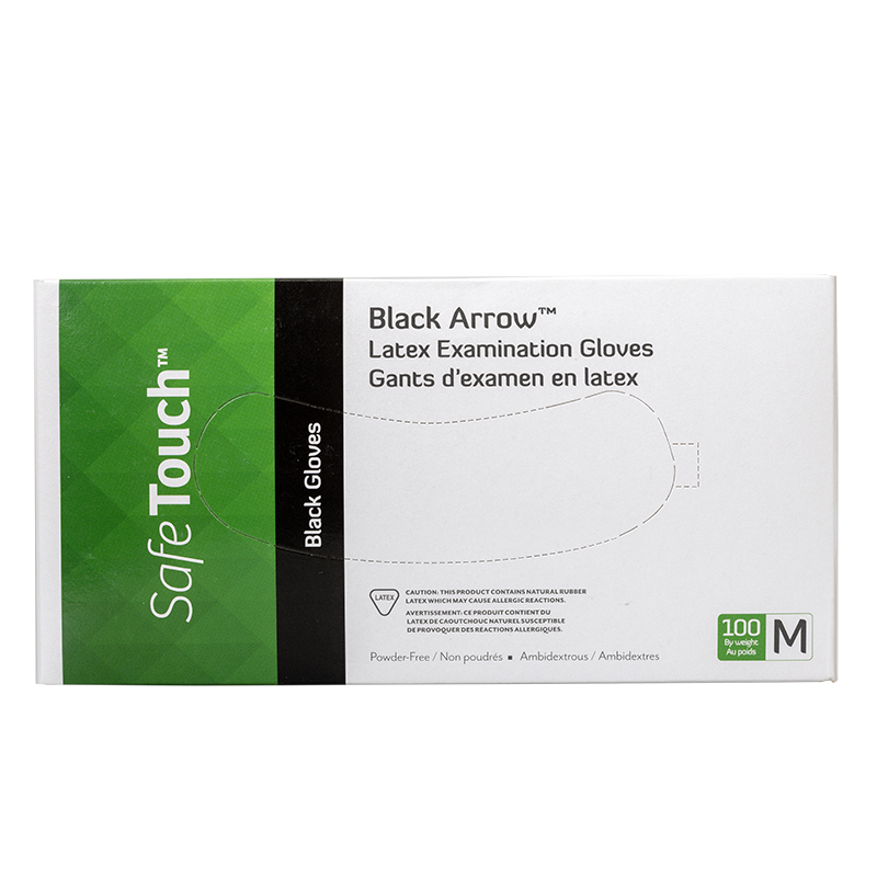 Black Arrow Latex Exam Gloves, Powder-Free