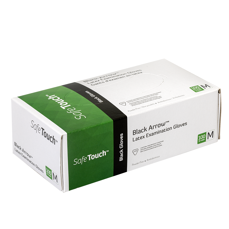 Black Arrow Latex Exam Gloves, Powder-Free