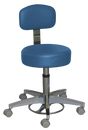 Stool, Gas Cylinder, Foot-Operated 5-Caster Aluminum Base With Back